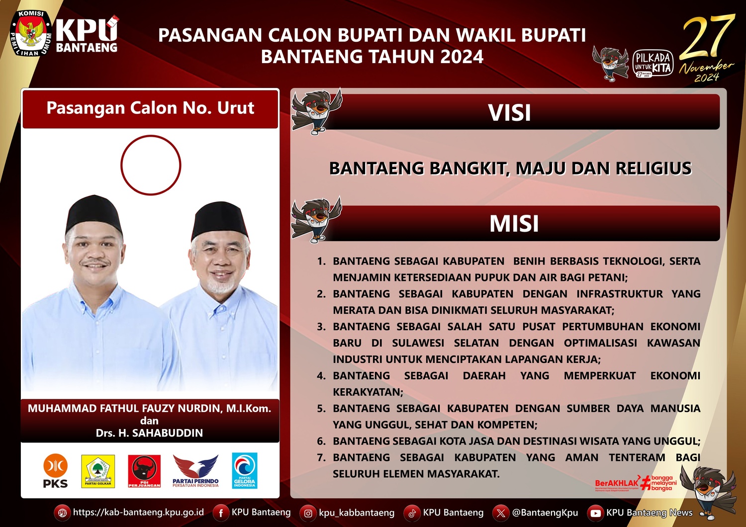 KPU Bantaeng Umumkan Visi Misi & Program Calon Bupati dan Wakil Bupati 2024