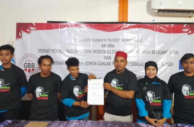 Serikat Pekerja Nasional Cabang Morowali Deklarasi Dukung Ganjar Pranowo