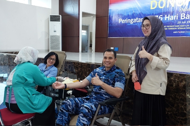 Donor di Hari Bhakti ke 76, Lanud Sultan Hasanuddin Kumpulkan 250 Kantong Darah