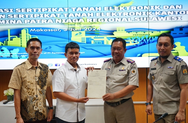 Pertamina Patra Niaga Sulawesi jadi BUMN Pertama Terima Sertifikat Tanah Elektronik