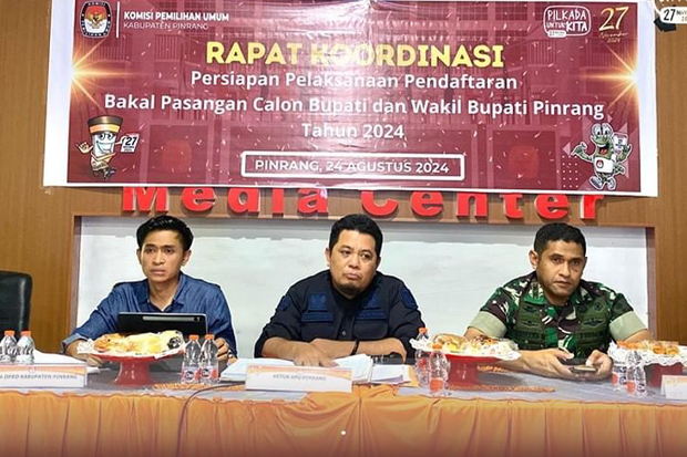 KPU Pinrang Buka Pendaftaran Cakada, Ingatkan Parpol Ajukan Permohonan Buka Silon