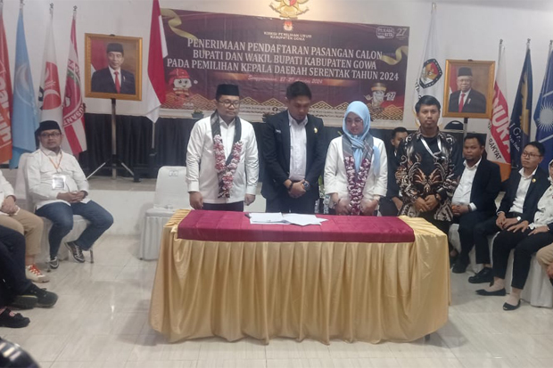 Pilkada Gowa 2024, Pasangan Hati-Damai Diusung 7 Parpol Mendaftar di KPU