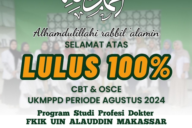 Mahasiswa Prodi Profesi Dokter UIN Alauddin Lulus 100% Uji Kompetensi