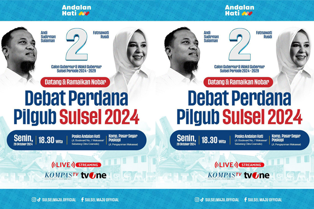 Tim Andalan Hati Ajak Masyarakat Nobar Debat Perdana Pilgub Sulsel, Ini Lokasinya!