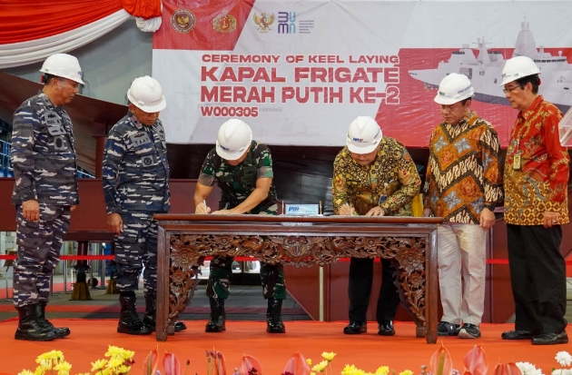 PT PAL Sukses Laksanakan Keel Laying Kapal Frigate Merah Putih ke-2