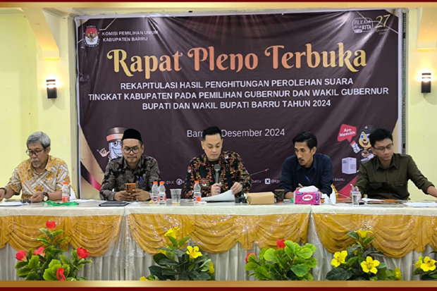 KPU Barru Selesaikan Rekapitulasi, Andi Ina-Abustan Unggul 47.765 Suara