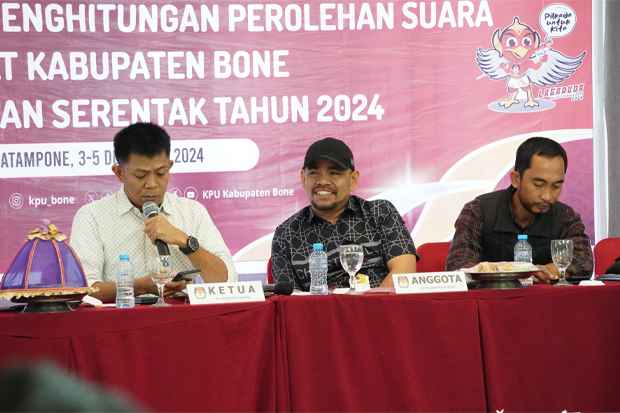 KPU Bone Tuntaskan Rekap: Beramal 199.954, All In 114.083, SipakarioMi 86.717 Suara