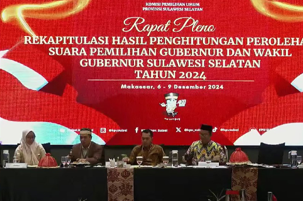 KPU Sulsel Tuntaskan Rekap Pilgub: Andalan Hati 3.014.255, DiA 1.600.029 Suara