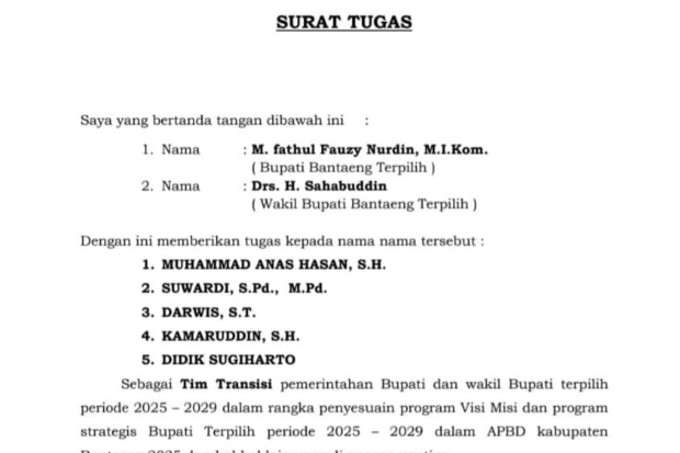 Tim Transisi Fathul Fauzy-Sahabuddin Diisi Lima Mantan Legislator