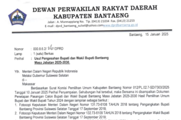 DPRD Bantaeng Masih Tunggu Surat Resmi Pelantikan Kepala Daerah dari Pusat