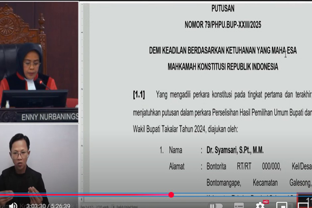 Putusan Dismissal, MK Tolak Gugatan Pilkada Takalar dan Toraja Utara