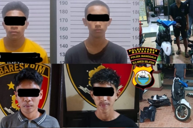 Empat Pelajar Diamankan Polisi Usai Mencuri Sepeda Motor Warga