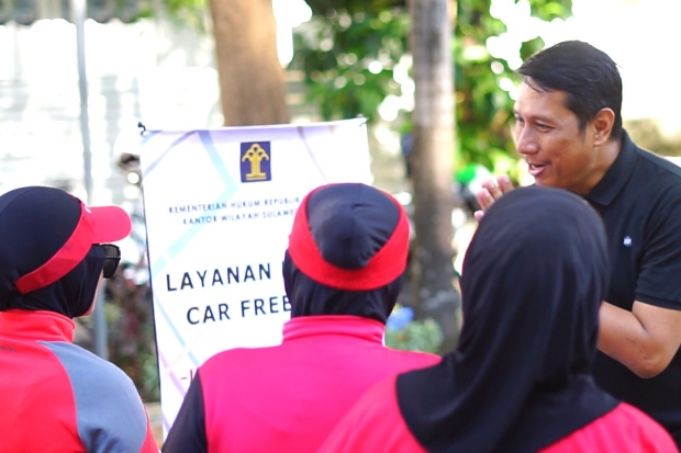 Dekatkan Layanan ke Masyarakat, Kemenkum Sulsel Hadir di Car Free Day