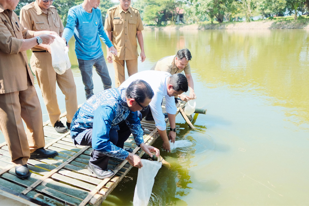Difungsikan Kembali, Bupati Bantaeng Uji Nurdin Lepas Benih Ikan Bandeng di Empang Marina