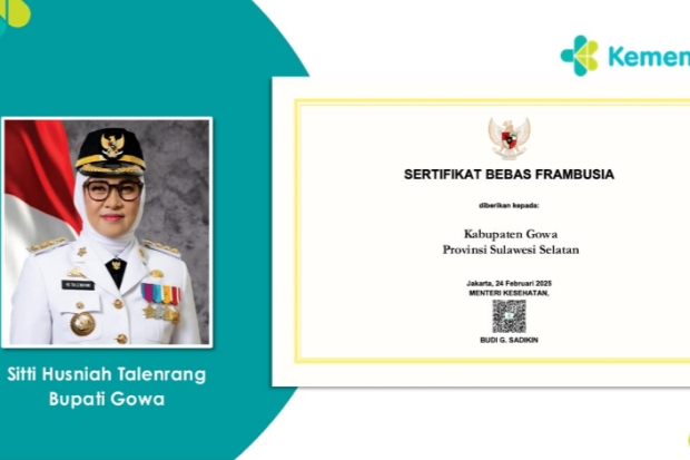 Kabupaten Gowa Raih Sertifikat Bebas Frambusia dari Kemenkes