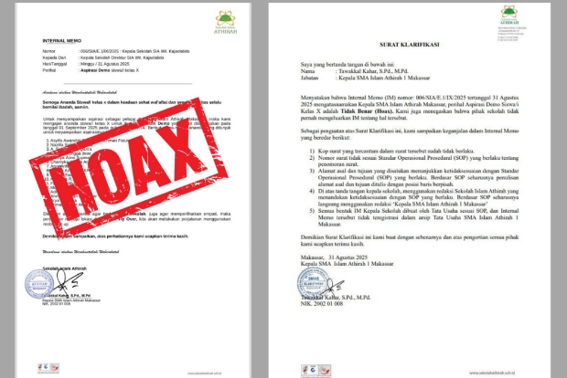Viral Surat Ajakan Demo Siswa, SMA Islam Athirah 1 Makassar Tegaskan Hoaks
