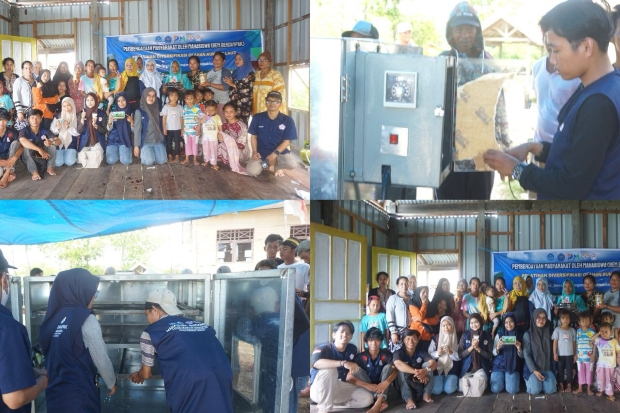 BEM Polipangkep Hadirkan Inovasi Mesin Pengering Rumput Laut di Desa Kanaungan
