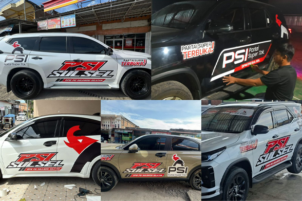 Jelang Rakernas PSI, Animo Warga Sulsel Meluap Lewat Branding Ratusan Mobil