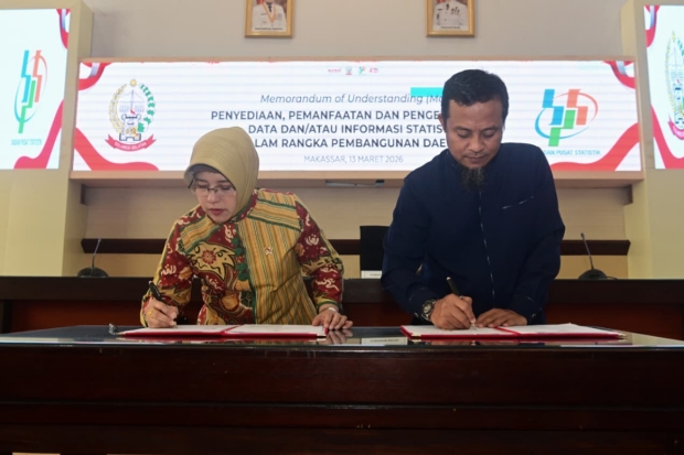 MoU dengan BPS, Pemprov Sulsel Perkuat Data Statistik untuk Kebijakan