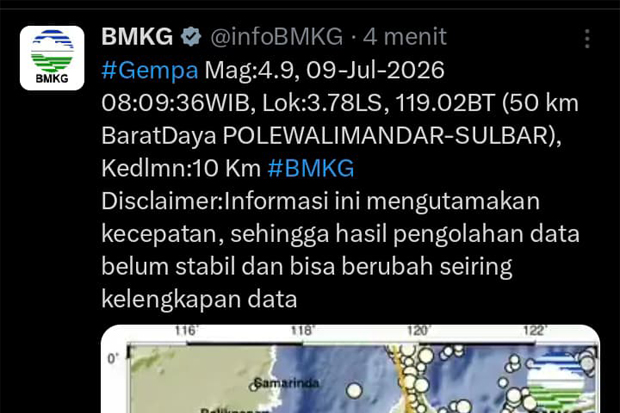 Gempa Magnitudo 4,9 di Polewali Mandar Terasa Hingga ke Kota Parepare