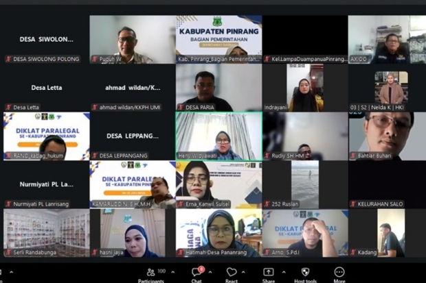 Kemenkum Sulsel Apresiasi Penyelenggaraan Pelatihan Paralegal di Pinrang
