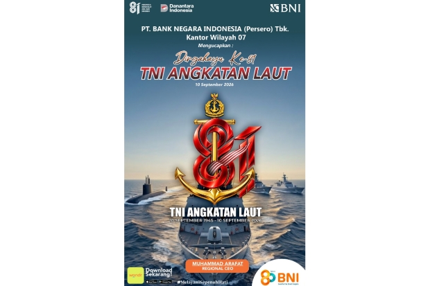 BNI Wilayah 07 Ucapkan Dirgahayu ke-81 TNI Angkatan Laut