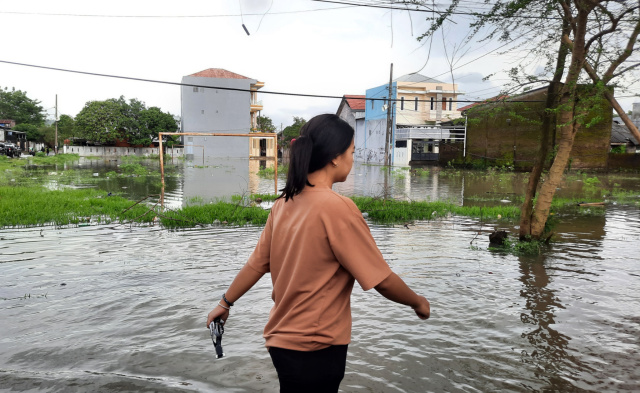 Banjir kembali merendam di kawasan Blok 10 Perumnas Antang, Makassar.