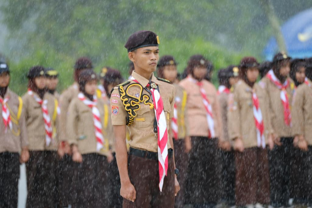 Pembukaan Raimuna Cabang Gowa Tahun 2023 di Bumi Perkemahan Cadika HM Yasin Limpo, Kecamatan Bajeng, Selasa (21/2/2023).