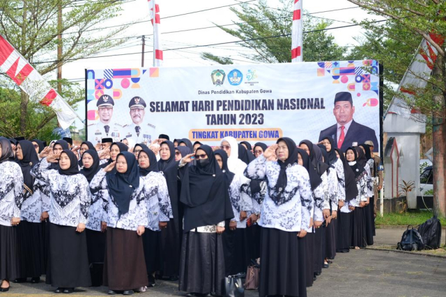 Hari Pendidikan Nasional (Hardiknas) berlangsung  di Lapangan Upacara Kantor Bupati Gowa, Selasa (2/5/2023).