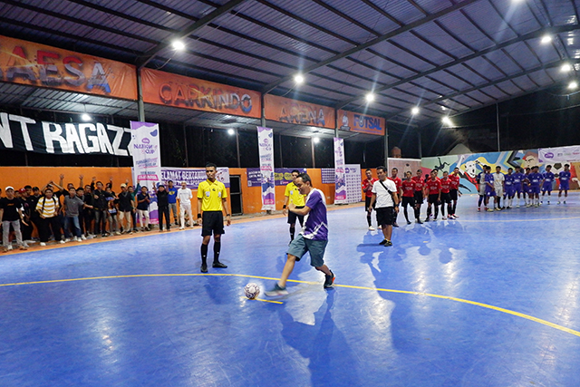 (act) Group Head XL Axiata Sulawesi Region, Mozes H. Baottong membuka secara resmi grand final berlangsung di Maesa Garkindo Futsal Arena, Makassar, Sabtu (23/9/2023).