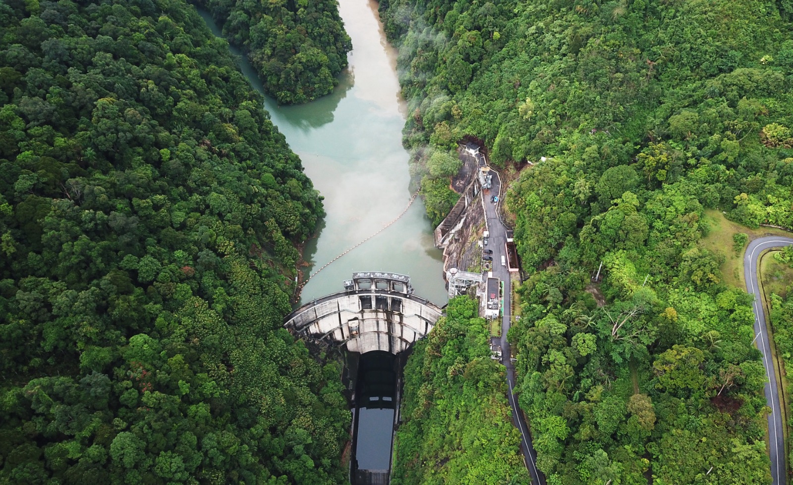 Suasana Bendungan Sigura-gura di Desa Paritohan, Kabupaten Toba Samosir, Sumatra Utara, Senin (16/10/2023).