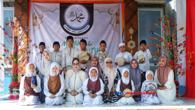 Suasana Maulid Nabi Muhammad SAW di SD Pertiwi Makasar, Jumat (27/9/2024).