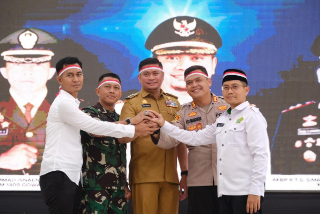 Cooling System dalam rangka Pilkada Damai oleh Tiga Pilar Bersama Kemenag Kabupaten Gowa di Gedung Haji Bate Sungguminasa, Selasa (10/9/2024).