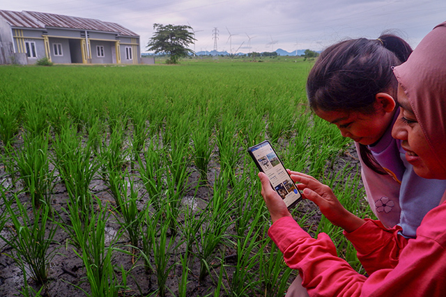 Seorang ibu rumah tangga menggunakan BTN Mobile untuk melihat promo rumah subsidi di Kabupaten Jeneponto, Selasa (28/1/2025).  Melihat potensi market yang besar serta membantu mensukseskan program Pembangunan 3 juta rumah, PT Bank Tabungan Negara Tbk (BTN) makin serius menggarap penyaluran kredit untuk pekerja sektor informal di Indonesia.